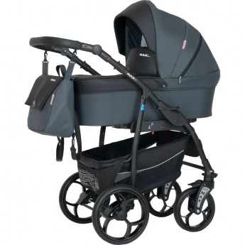 Коляска VERDI Babies Max Plus 3 в 1, серая с черной вставкой Коляска VERDI Babies Max Plus 3 в 1, серая с черной вставкой