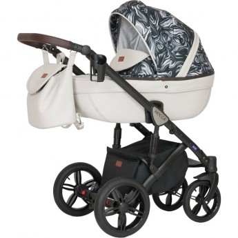Коляска VERDI Babies Mocca 3 в 1, белый с абстракциекй черно-белыми волнами Коляска VERDI Babies Mocca 3 в 1, белый с абстракциекй черно-белыми волнами