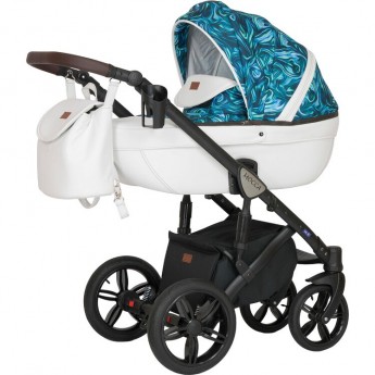 Коляска VERDI Babies Mocca 3 в 1, белый с синими волнами Коляска VERDI Babies Mocca 3 в 1, белый с синими волнами