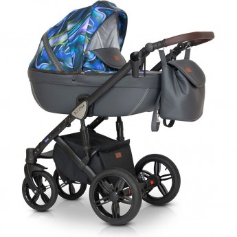 Коляска VERDI Babies Mocca 3 в 1, серый с синими разводами Коляска VERDI Babies Mocca 3 в 1, серый с синими разводами