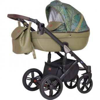 Коляска VERDI Babies Mocca 3 в 1, темно-зеленый с рисунком ветки пальмы Коляска VERDI Babies Mocca 3 в 1, темно-зеленый с рисунком ветки пальмы