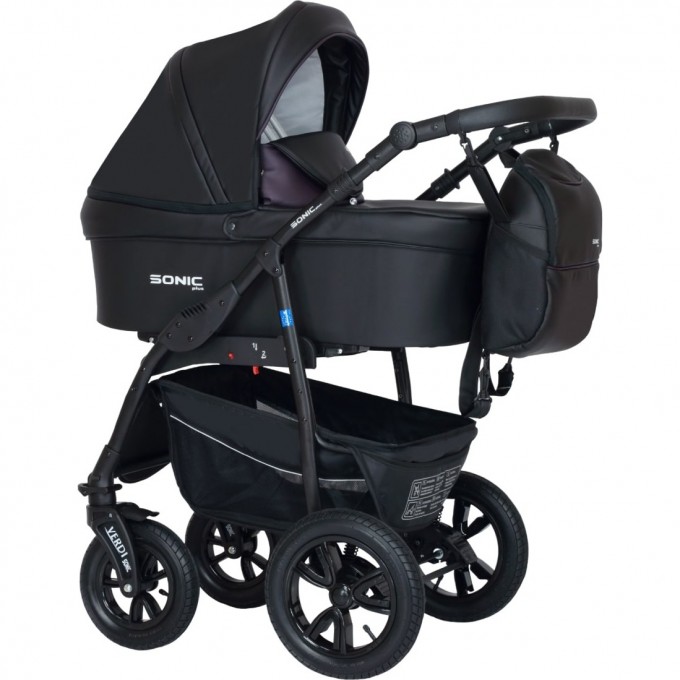 Коляска VERDI Babies Sonic Plus 3 в 1, черная с фиолетовой вставкой 2020000002239