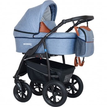 Коляска VERDI Babies Sonic Plus 3 в 1, светло джинсовая с коричневыми вставками Коляска VERDI Babies Sonic Plus 3 в 1, светло джинсовая с коричневыми вставками