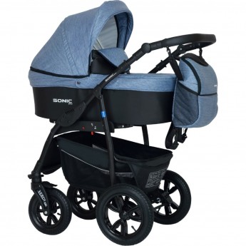 Коляска VERDI Babies Sonic Plus 3 в 1, верх светло-серая текстура льна, низ черная Коляска VERDI Babies Sonic Plus 3 в 1, верх светло-серая текстура льна, низ черная