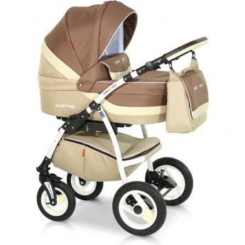 Коляска VERDI Optima 3 в 1, коричневый с светым и светлая полоса Коляска VERDI Optima 3 в 1, коричневый с светым и светлая полоса