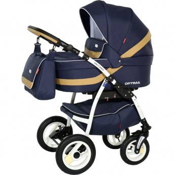 Коляска VERDI Optima 3 в 1, синяя с бежевой полосой Коляска VERDI Optima 3 в 1, синяя с бежевой полосой
