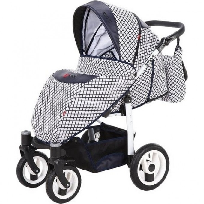 Коляска VERDI Smart 3 в 1, белая с синими полосками 2790000043371
