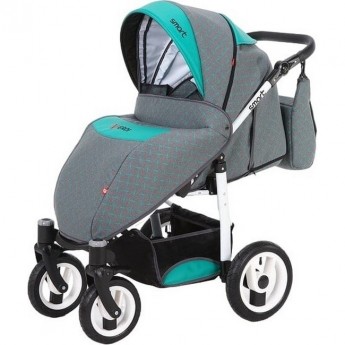Коляска VERDI Smart 3 в 1, серая с берюзовым узором Коляска VERDI Smart 3 в 1, серая с берюзовым узором