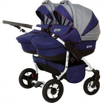 Коляска VERDI Twin 2 в 1, серая с синим